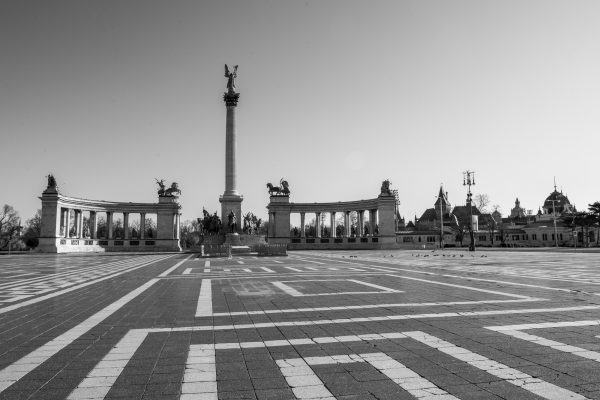 Heroes' square Budapest black and white
