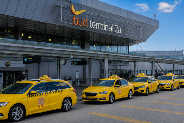 Taxi line in front of Budapest Airport